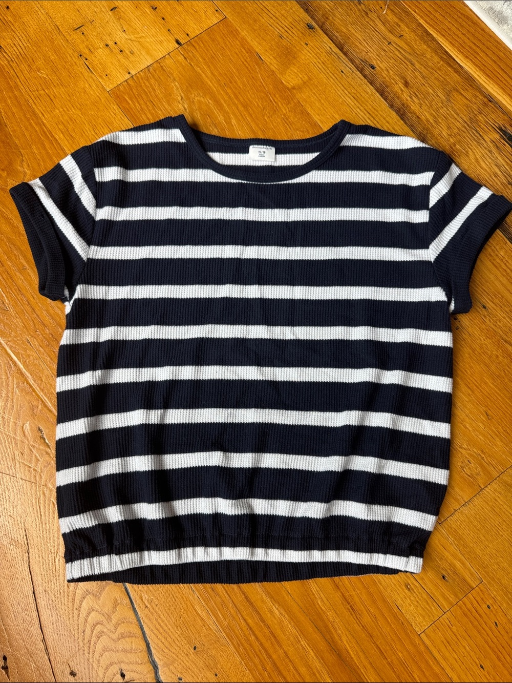 abercrombie kids Navy & White Striped Short Sleeve Tee